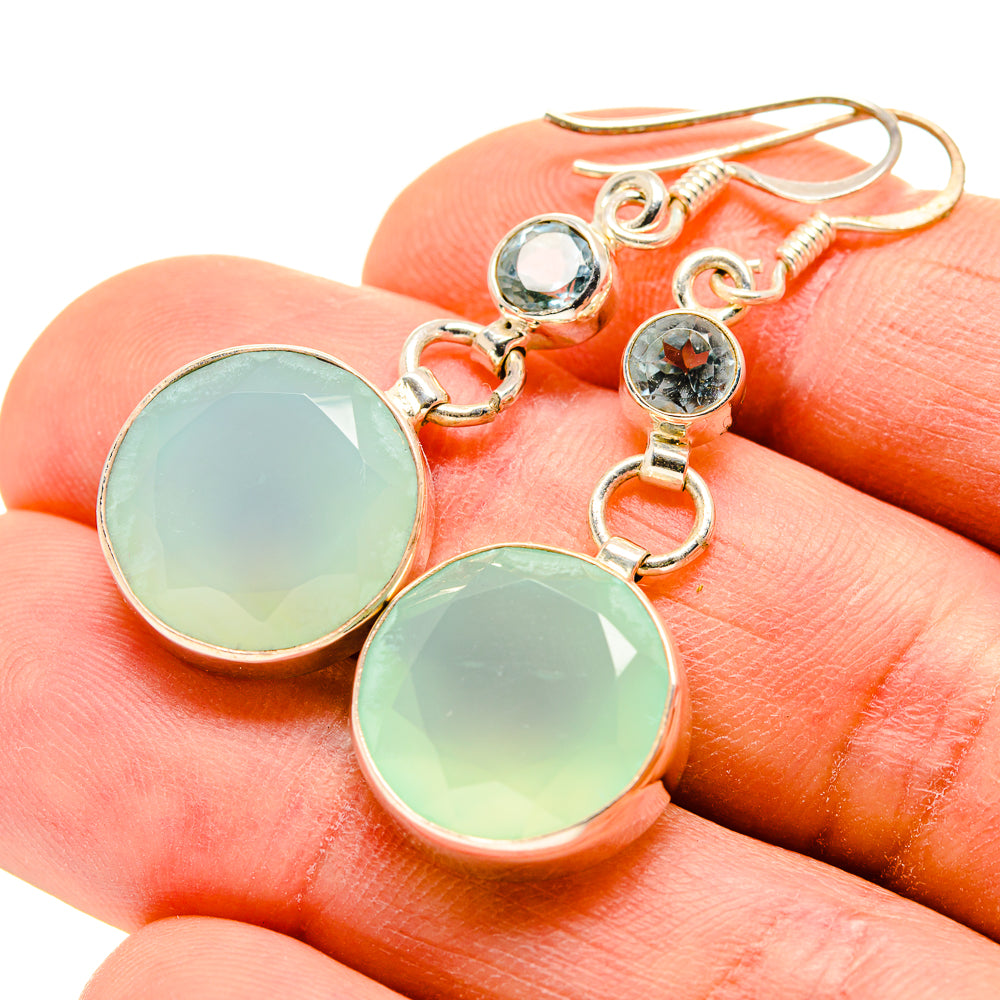 Aqua Chalcedony Earrings handcrafted by Ana Silver Co - EARR412885