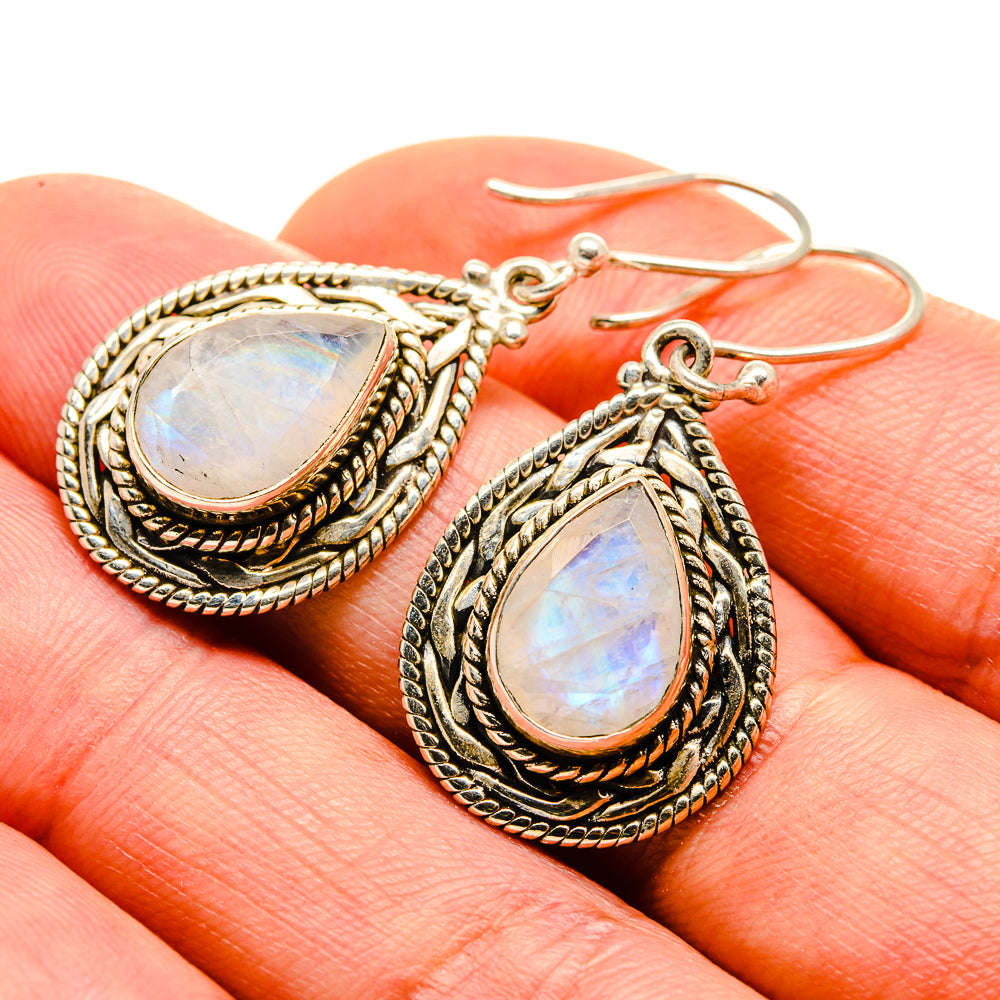 Rainbow Moonstone Earrings handcrafted by Ana Silver Co - EARR412905