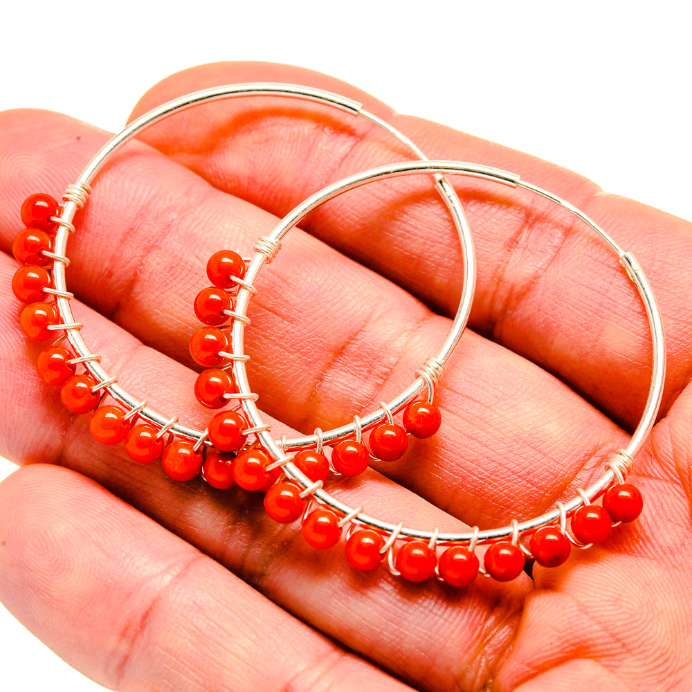 Red Onyx Earrings handcrafted by Ana Silver Co - EARR412916