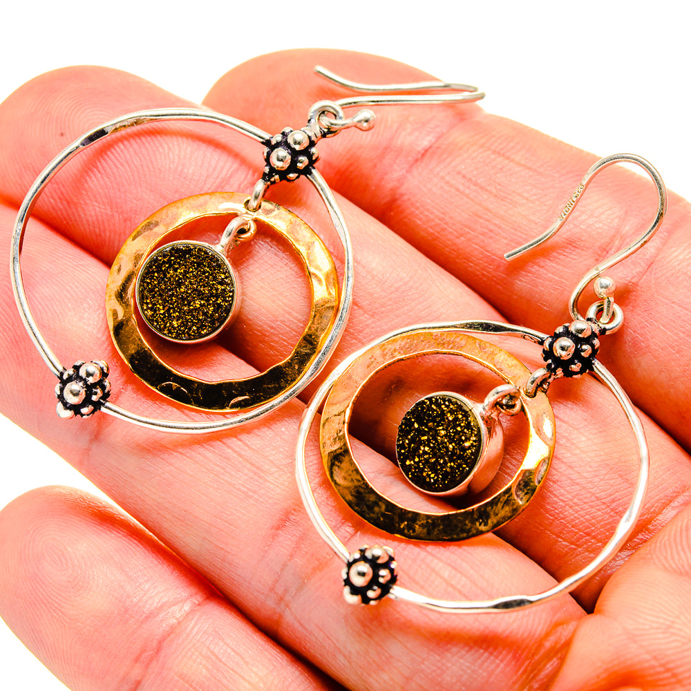 Spectro Pyrite Druzy Earrings handcrafted by Ana Silver Co - EARR412919