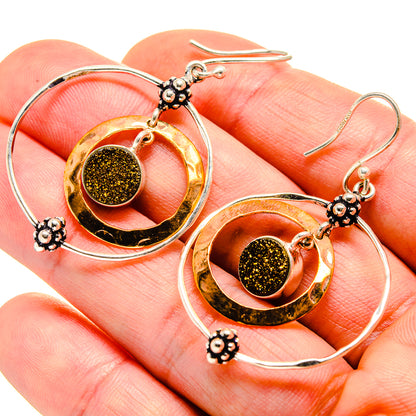 Spectro Pyrite Druzy Earrings handcrafted by Ana Silver Co - EARR412919