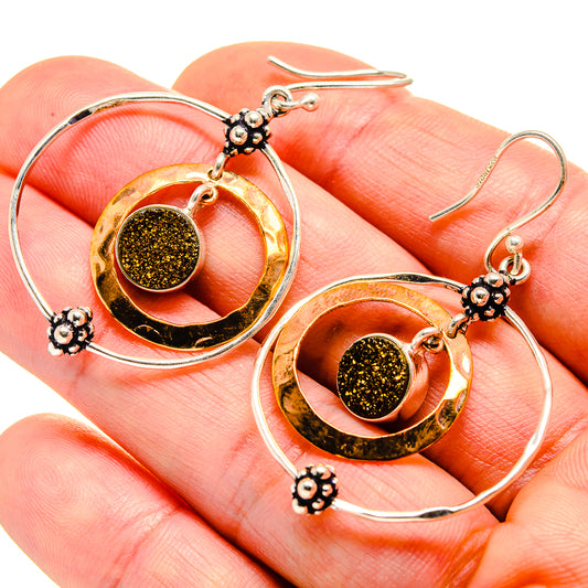 Spectro Pyrite Druzy Earrings handcrafted by Ana Silver Co - EARR412919