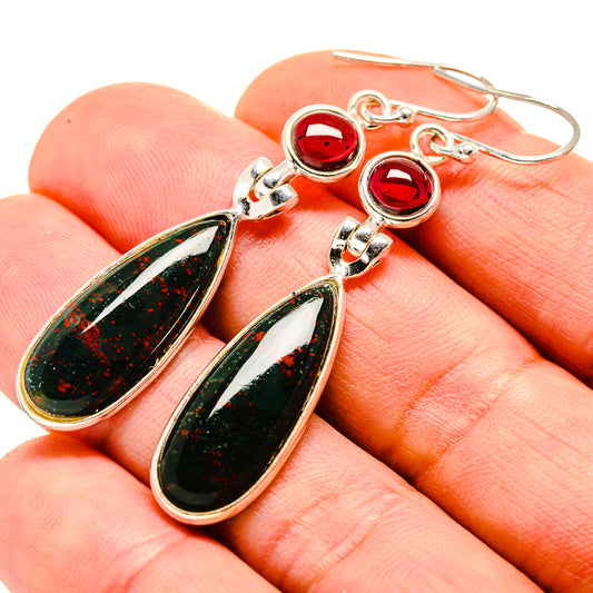Bloodstone Earrings handcrafted by Ana Silver Co - EARR412921