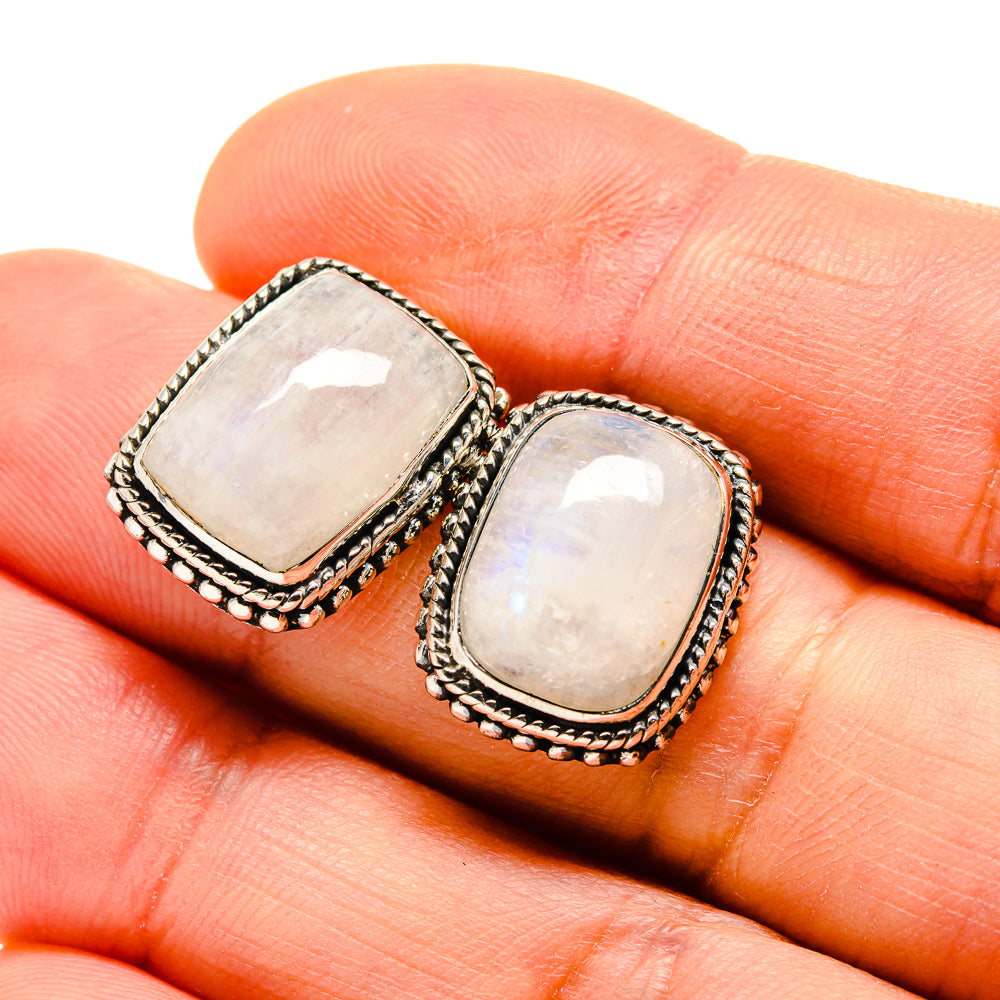 Rainbow Moonstone Earrings handcrafted by Ana Silver Co - EARR412936