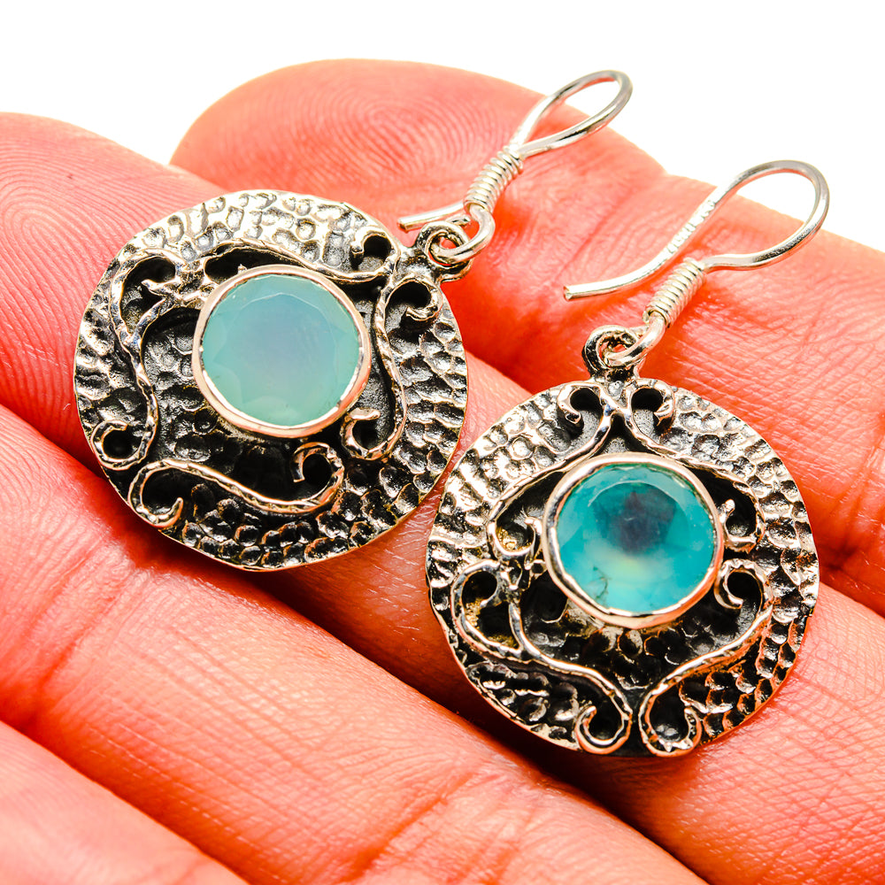 Aqua Chalcedony Earrings handcrafted by Ana Silver Co - EARR412957