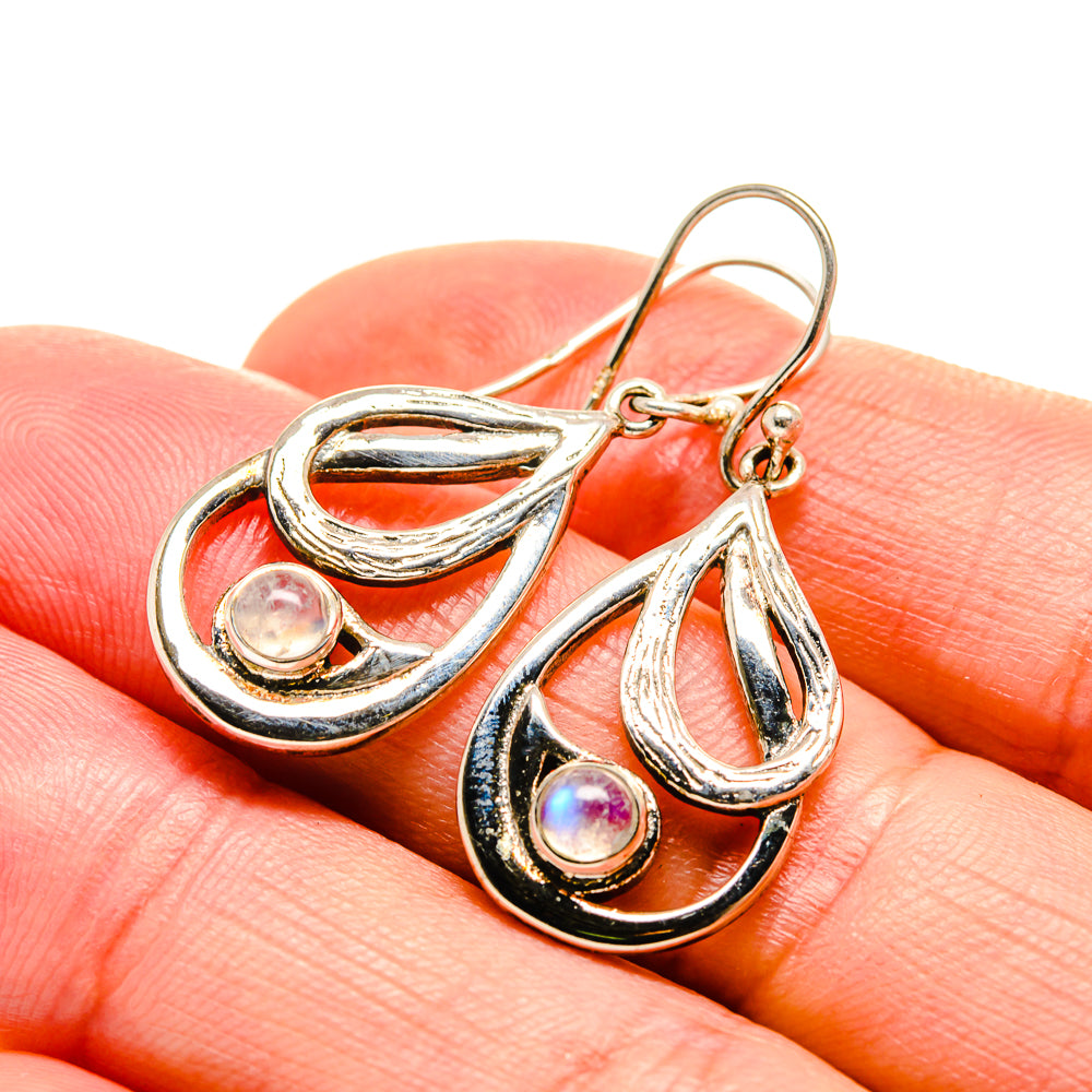 Rainbow Moonstone Earrings handcrafted by Ana Silver Co - EARR412968