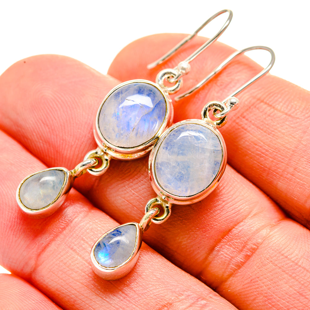 Rainbow Moonstone Earrings handcrafted by Ana Silver Co - EARR412978