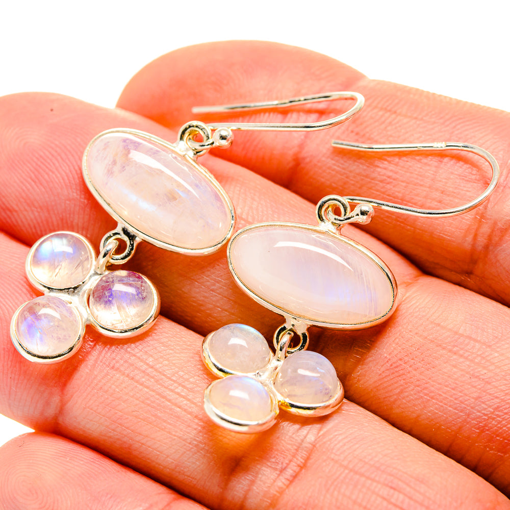 Rainbow Moonstone Earrings handcrafted by Ana Silver Co - EARR413009