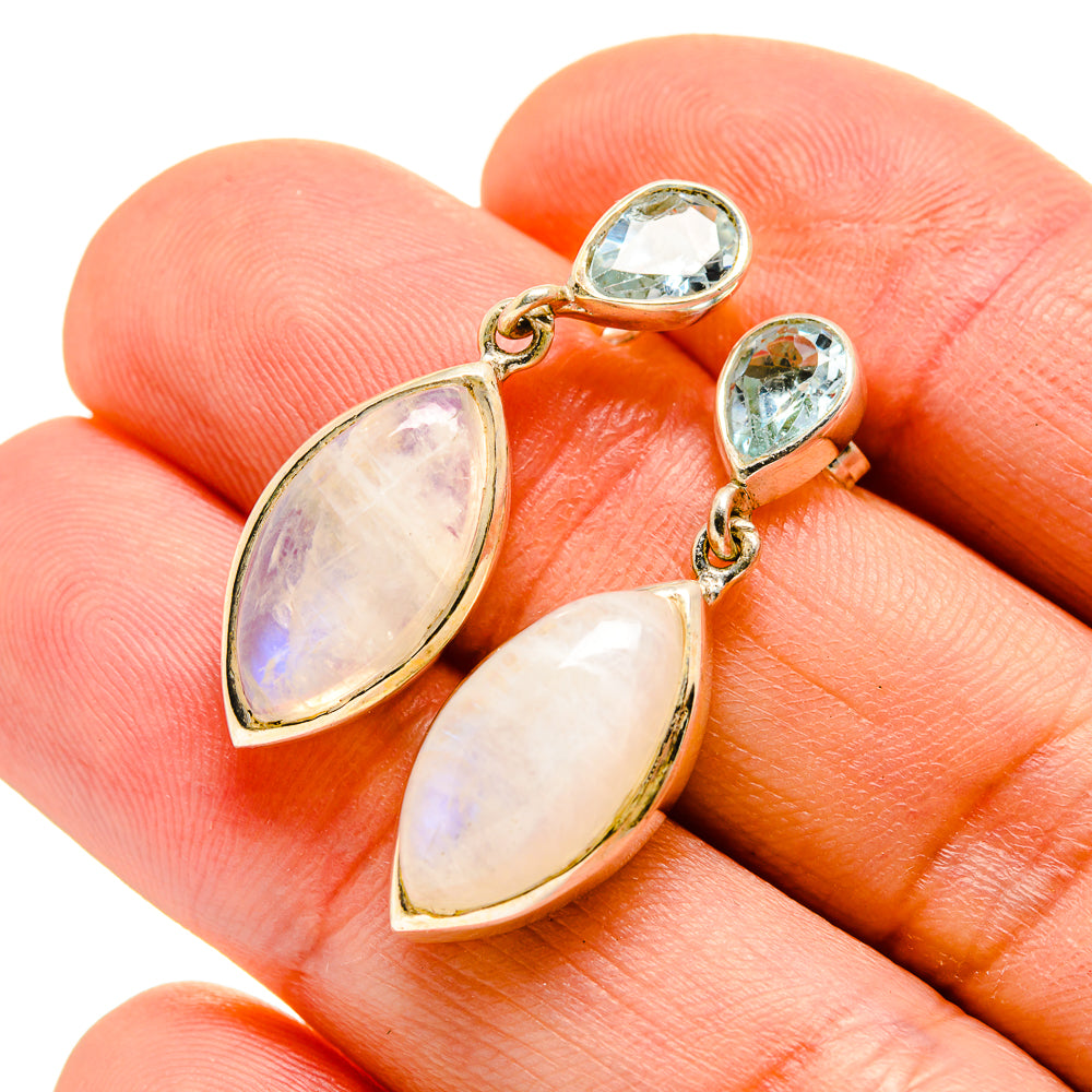 Rainbow Moonstone Earrings handcrafted by Ana Silver Co - EARR413023