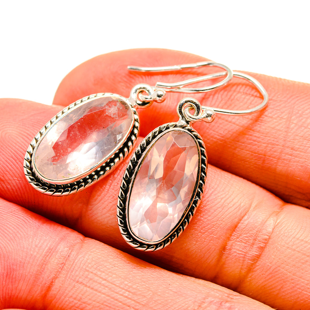 Rose Quartz Earrings handcrafted by Ana Silver Co - EARR413062