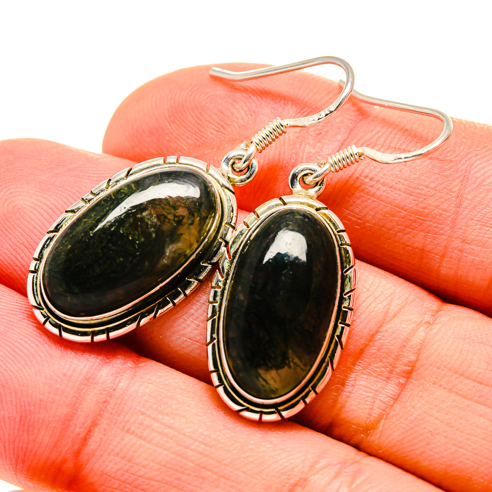 Green Moss Agate Earrings handcrafted by Ana Silver Co - EARR413067