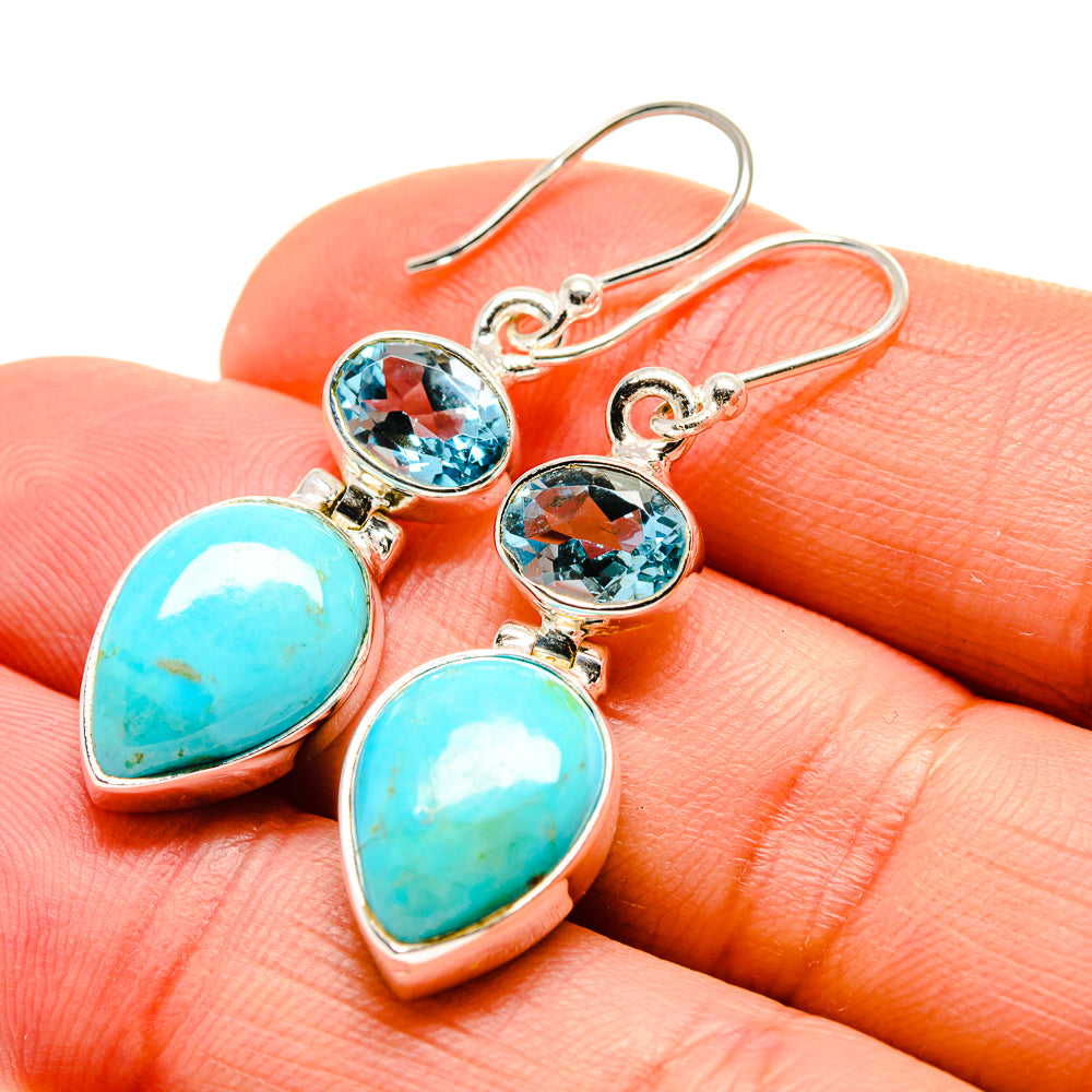 Arizona Turquoise Earrings handcrafted by Ana Silver Co - EARR413074
