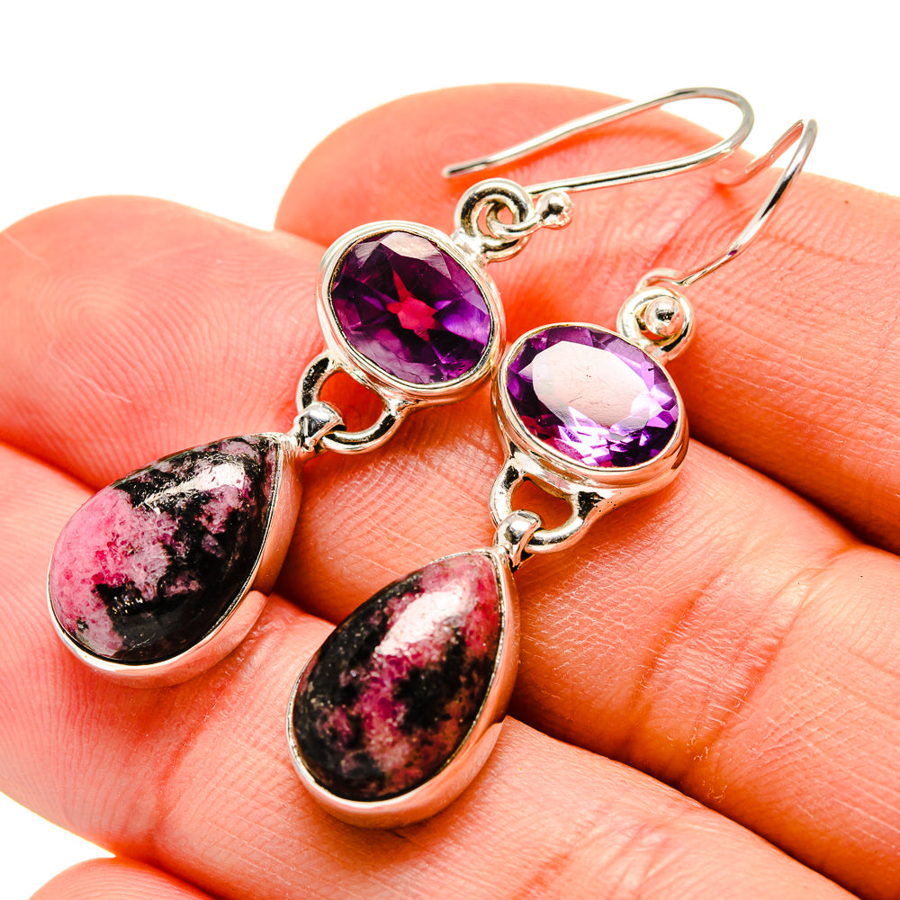 Rhodonite Earrings handcrafted by Ana Silver Co - EARR413094