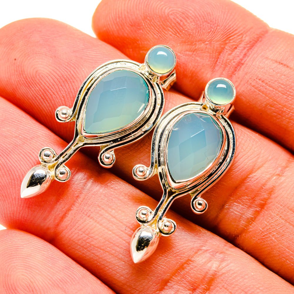 Aqua Chalcedony Earrings handcrafted by Ana Silver Co - EARR413110