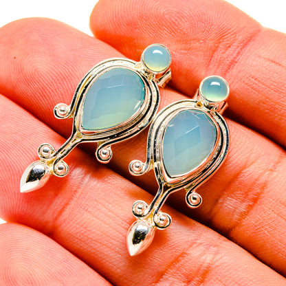 Aqua Chalcedony Earrings handcrafted by Ana Silver Co - EARR413110