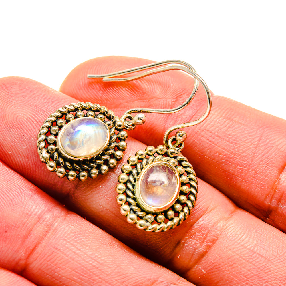 Rainbow Moonstone Earrings handcrafted by Ana Silver Co - EARR413193