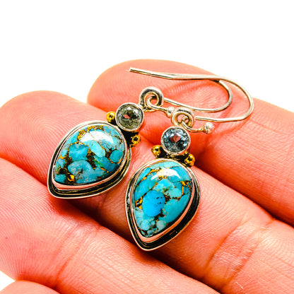 Blue Copper Composite Turquoise Earrings handcrafted by Ana Silver Co - EARR413208