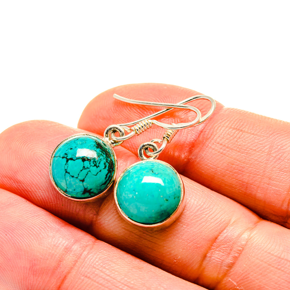 Tibetan Turquoise Earrings handcrafted by Ana Silver Co - EARR413215