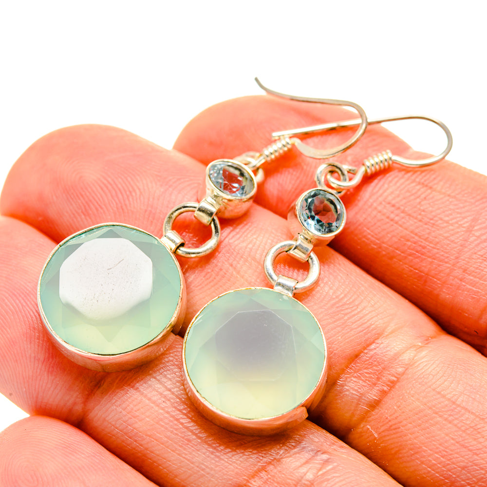 Aqua Chalcedony Earrings handcrafted by Ana Silver Co - EARR413217