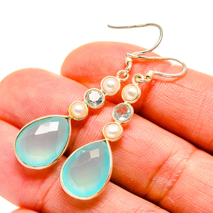 Aqua Chalcedony Earrings handcrafted by Ana Silver Co - EARR413223