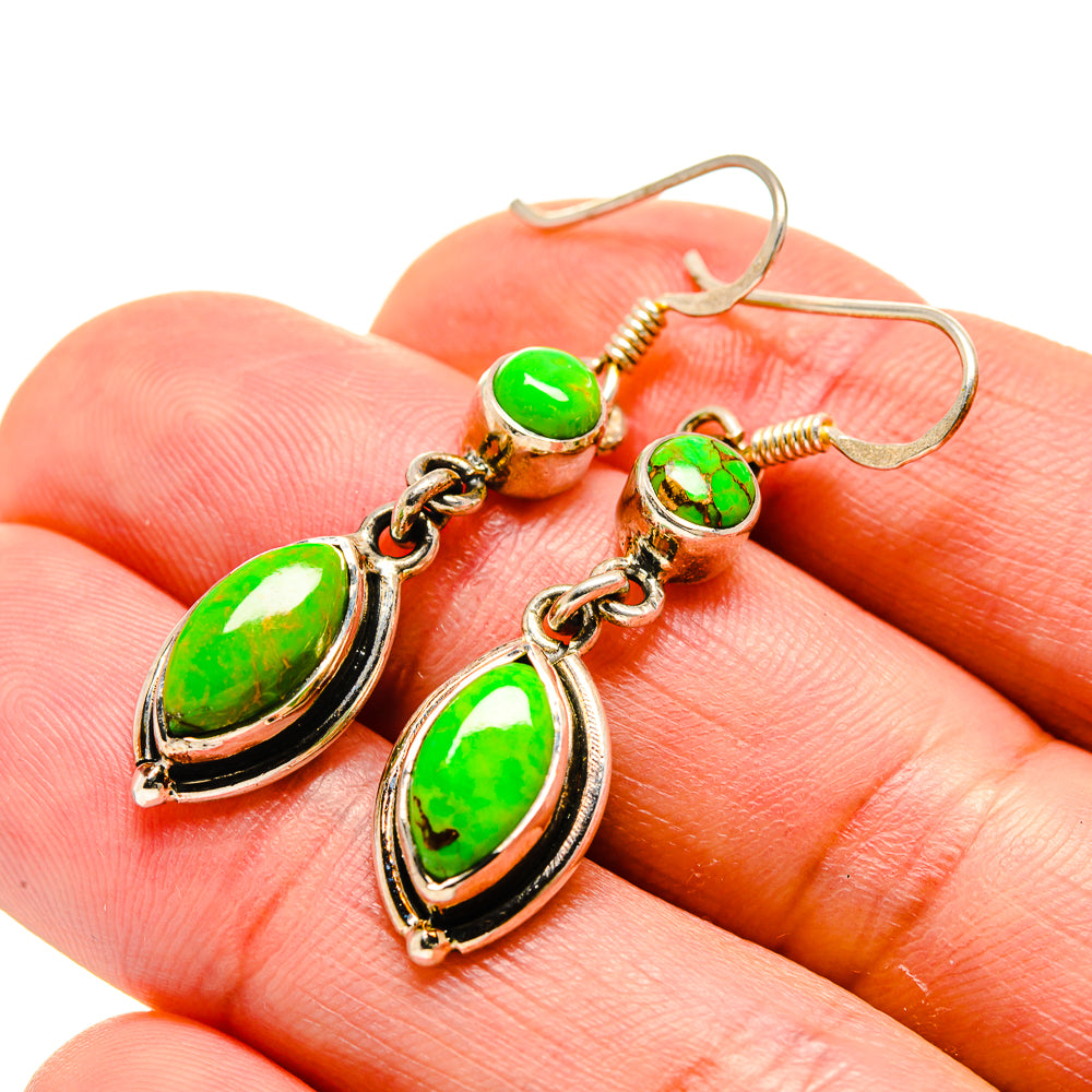 Green Copper Composite Turquoise Earrings handcrafted by Ana Silver Co - EARR413224