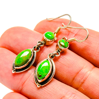 Green Copper Composite Turquoise Earrings handcrafted by Ana Silver Co - EARR413224