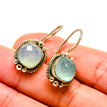 Aqua Chalcedony Earrings handcrafted by Ana Silver Co - EARR413225