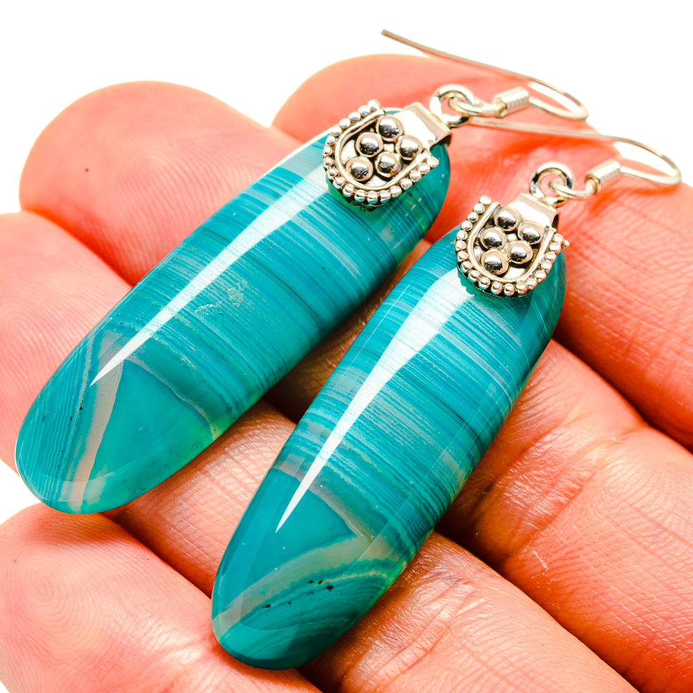 Green Botswana Agate Earrings handcrafted by Ana Silver Co - EARR413229