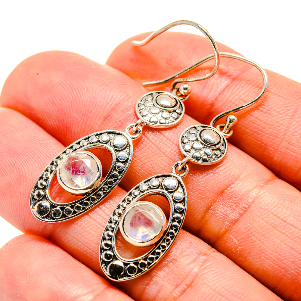 Rainbow Moonstone Earrings handcrafted by Ana Silver Co - EARR413236