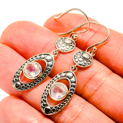 Rainbow Moonstone Earrings handcrafted by Ana Silver Co - EARR413236