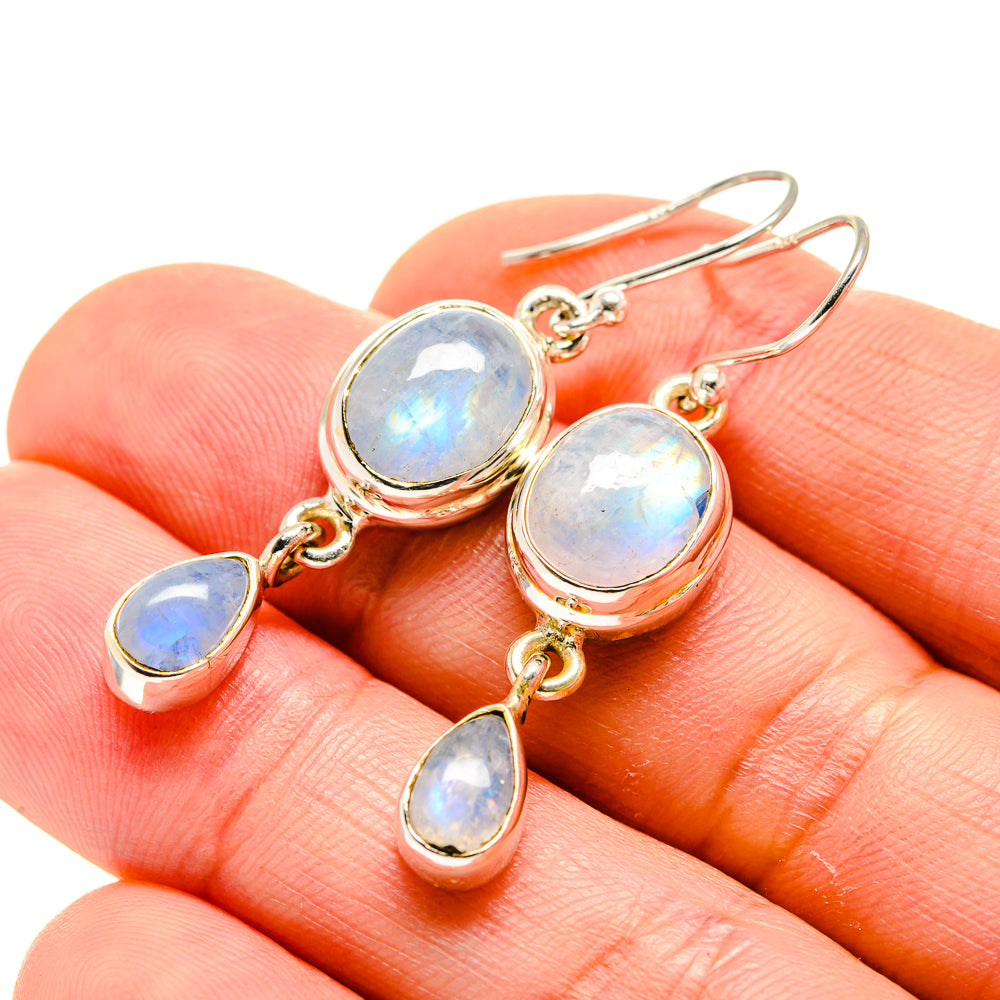 Rainbow Moonstone Earrings handcrafted by Ana Silver Co - EARR413248
