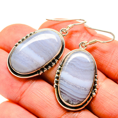 Blue Lace Agate Earrings handcrafted by Ana Silver Co - EARR413252