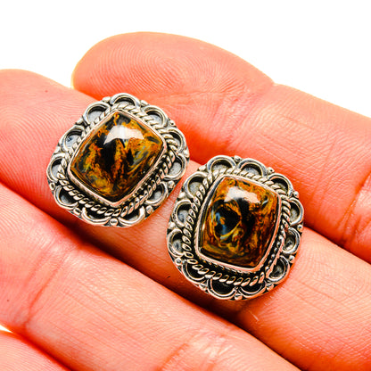 Golden Pietersite Earrings handcrafted by Ana Silver Co - EARR413261