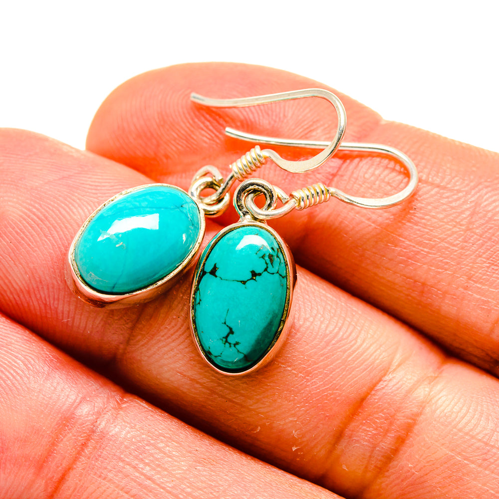 Tibetan Turquoise Earrings handcrafted by Ana Silver Co - EARR413292