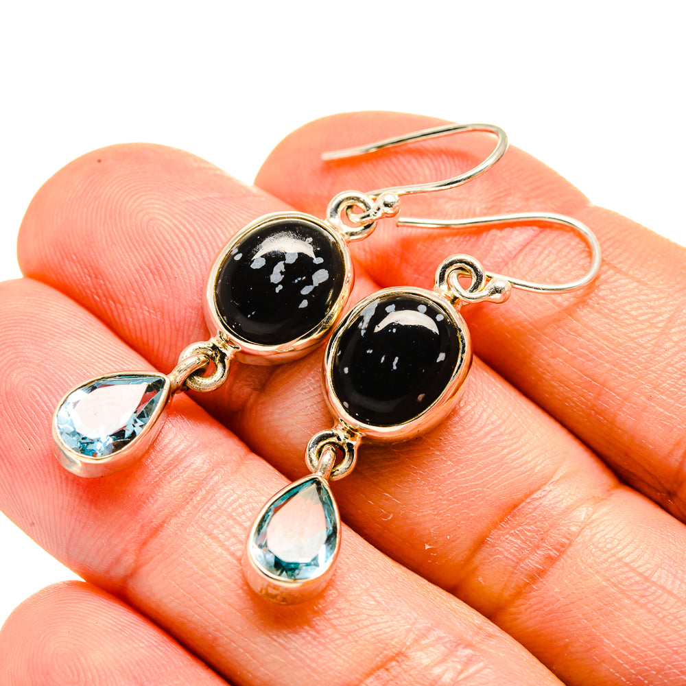Snowflake Obsidian Earrings handcrafted by Ana Silver Co - EARR413302