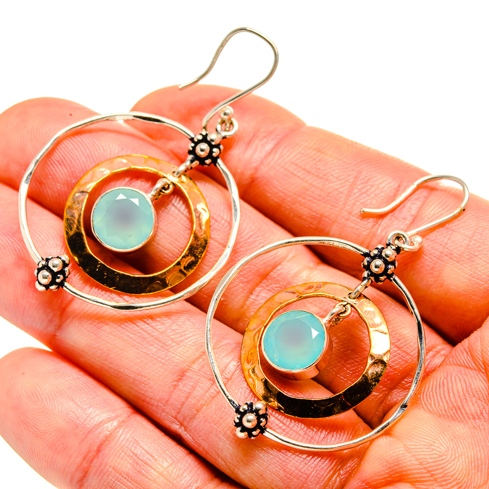 Aqua Chalcedony Earrings handcrafted by Ana Silver Co - EARR413325