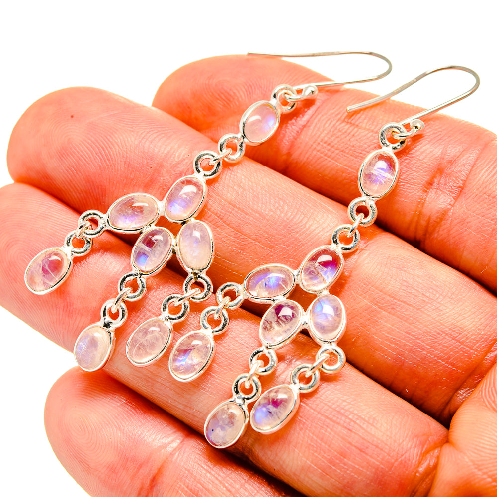 Rainbow Moonstone Earrings handcrafted by Ana Silver Co - EARR413332