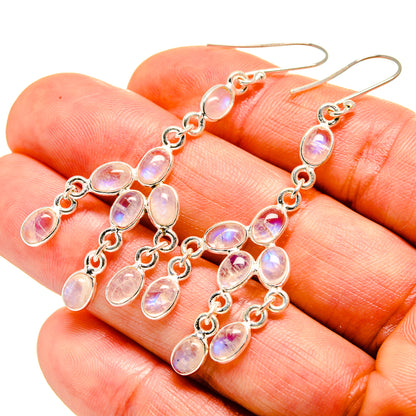 Rainbow Moonstone Earrings handcrafted by Ana Silver Co - EARR413332