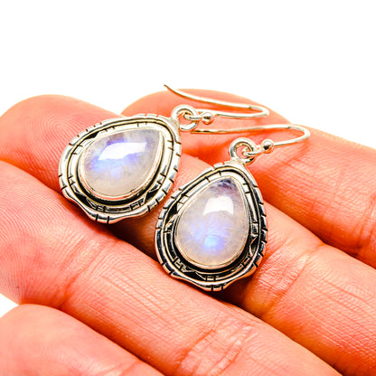 Rainbow Moonstone Earrings handcrafted by Ana Silver Co - EARR413337