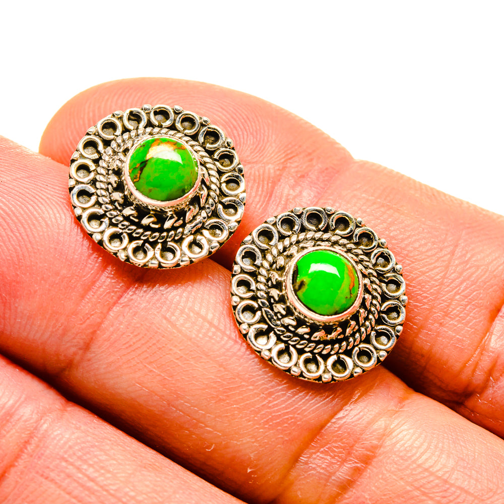 Green Copper Composite Turquoise Earrings handcrafted by Ana Silver Co - EARR413346