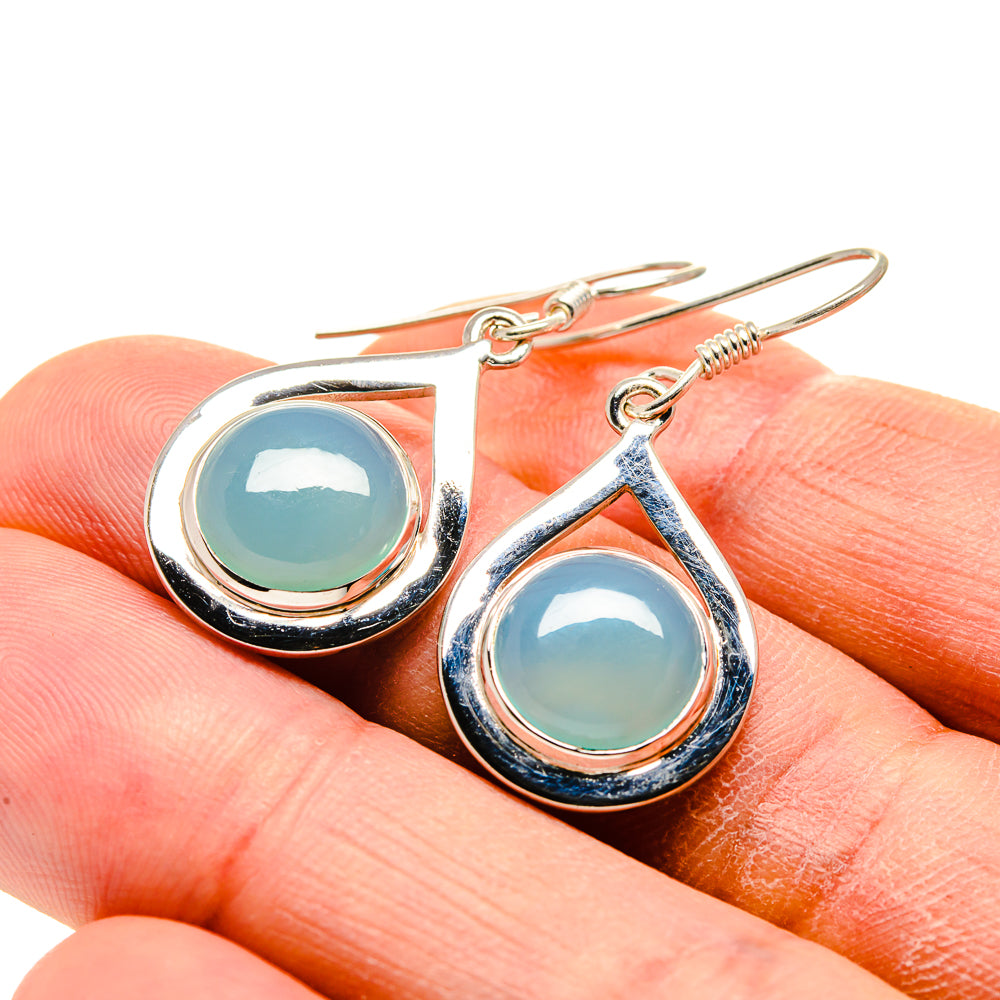 Aqua Chalcedony Earrings handcrafted by Ana Silver Co - EARR413364