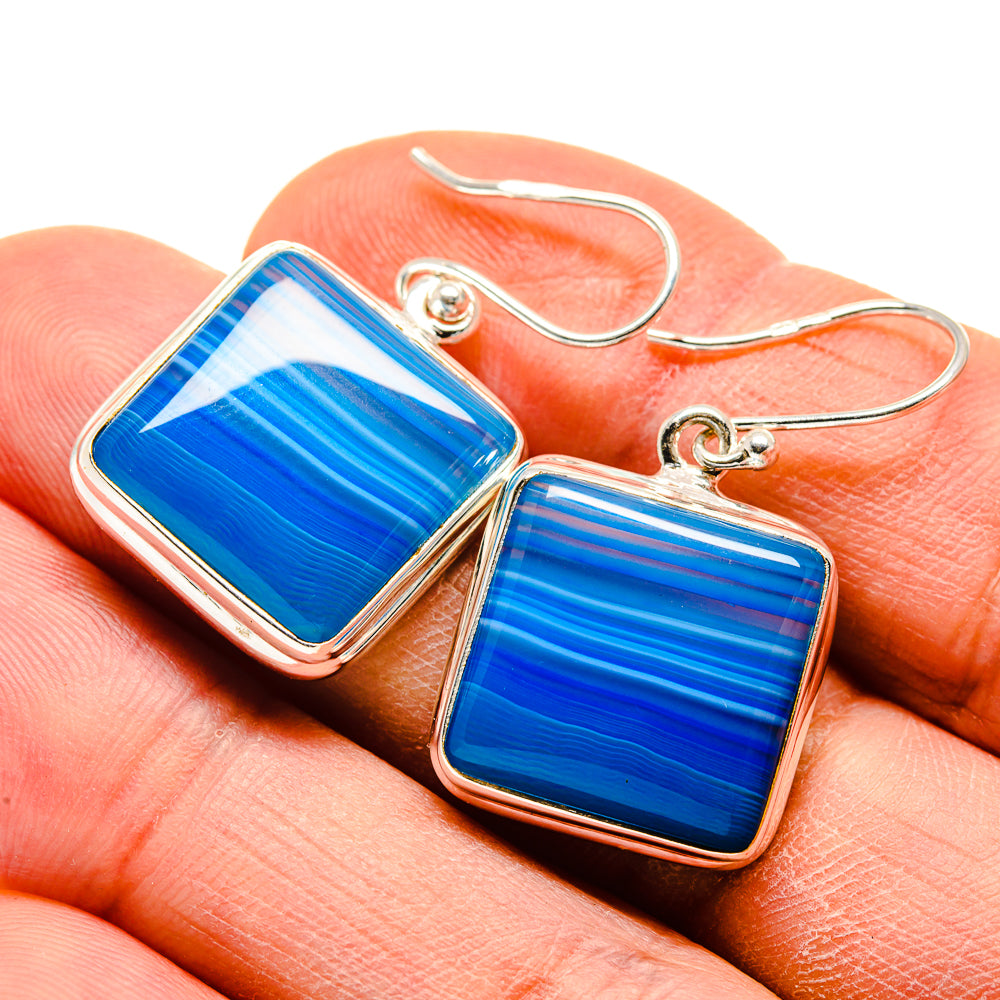 Blue Botswana Agate Earrings handcrafted by Ana Silver Co - EARR413370