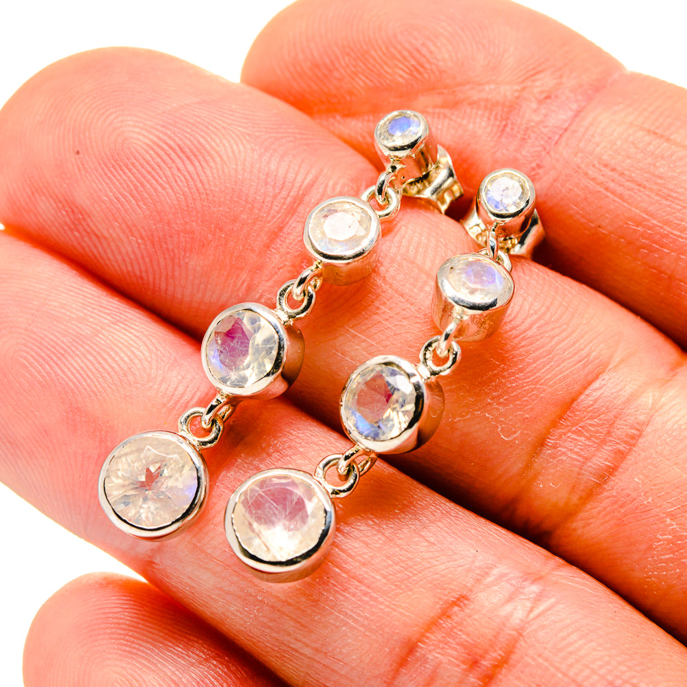 Rainbow Moonstone Earrings handcrafted by Ana Silver Co - EARR413415