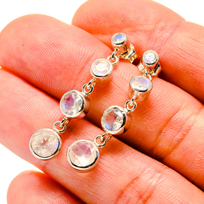 Rainbow Moonstone Earrings handcrafted by Ana Silver Co - EARR413415