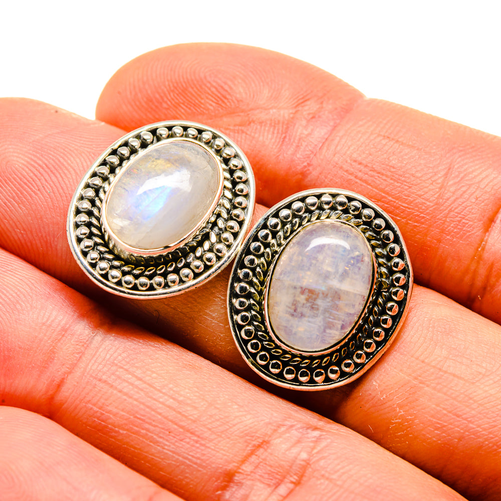Rainbow Moonstone Earrings handcrafted by Ana Silver Co - EARR413425