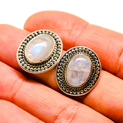 Rainbow Moonstone Earrings handcrafted by Ana Silver Co - EARR413425