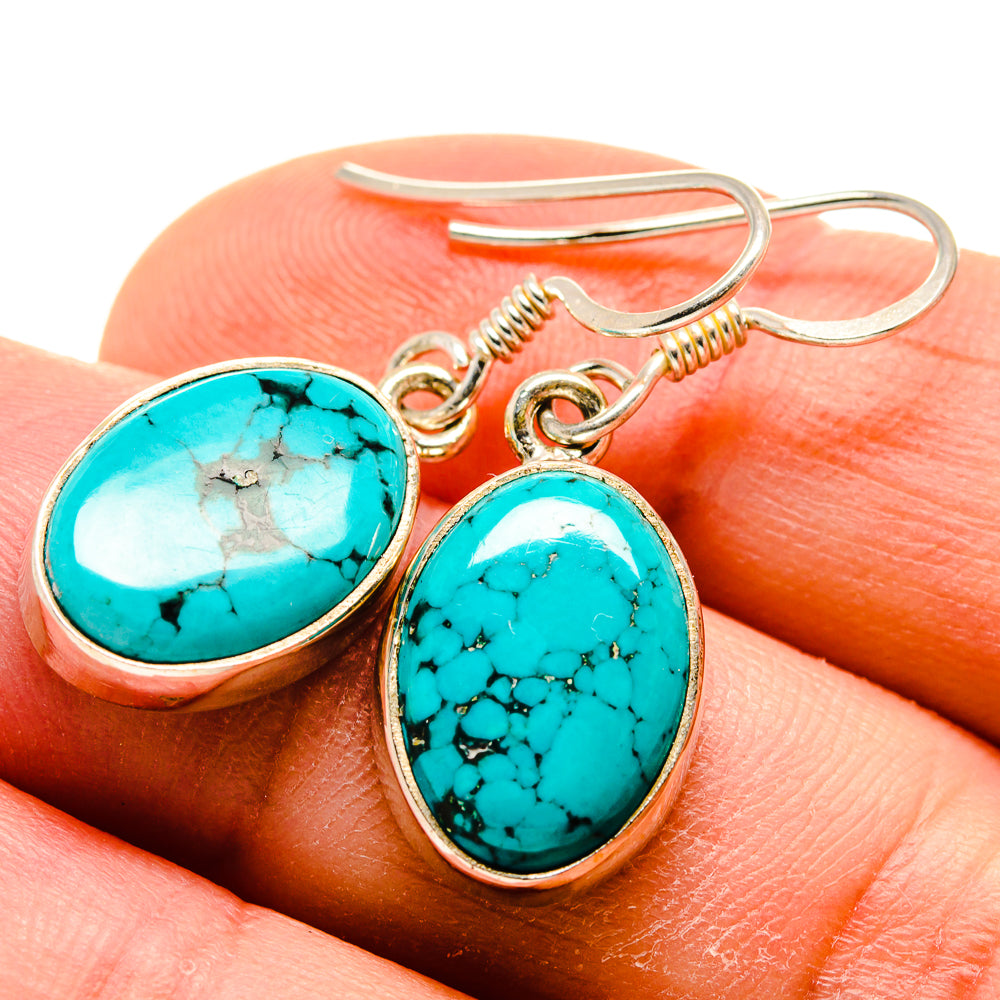 Tibetan Turquoise Earrings handcrafted by Ana Silver Co - EARR413443