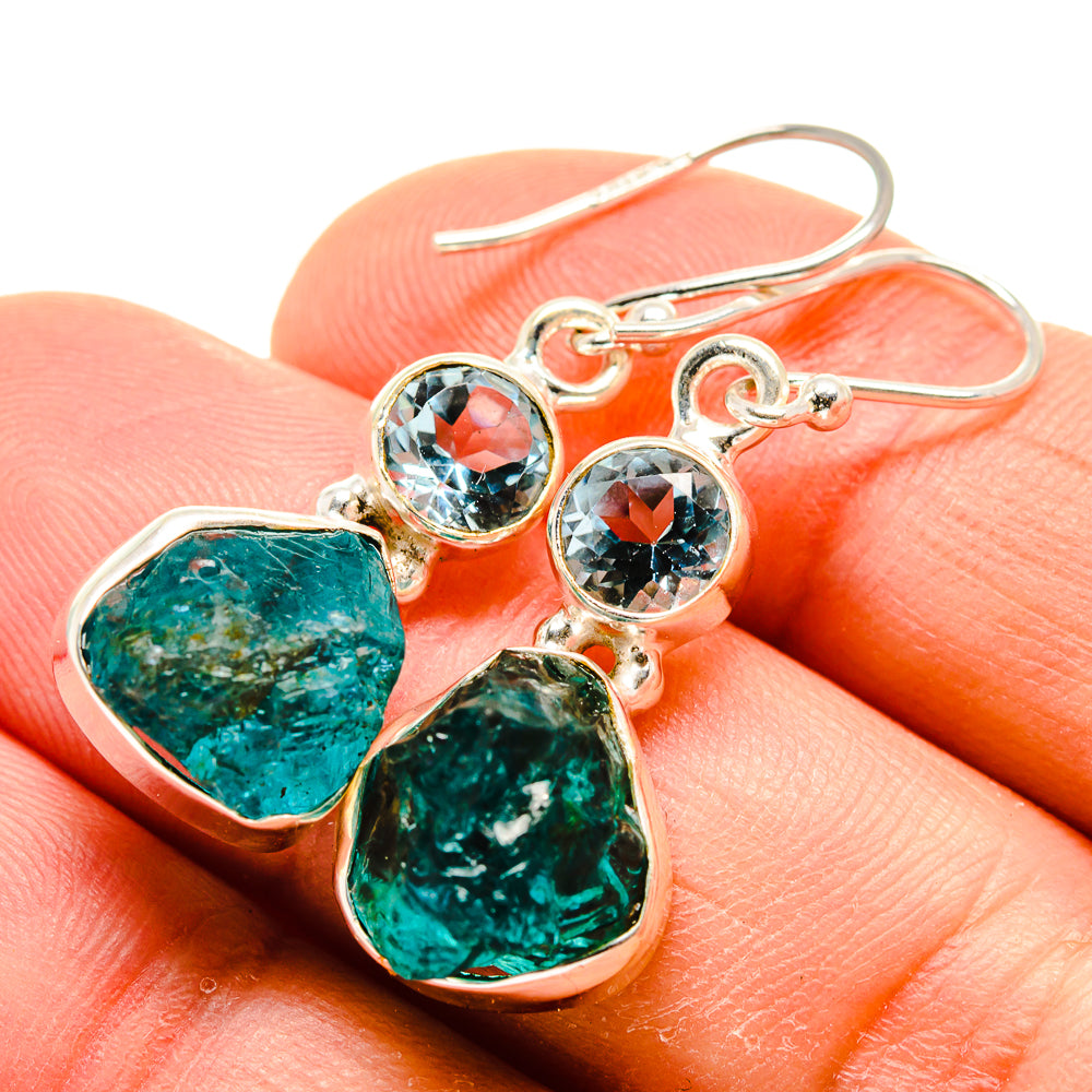 Blue Fluorite Earrings handcrafted by Ana Silver Co - EARR413460