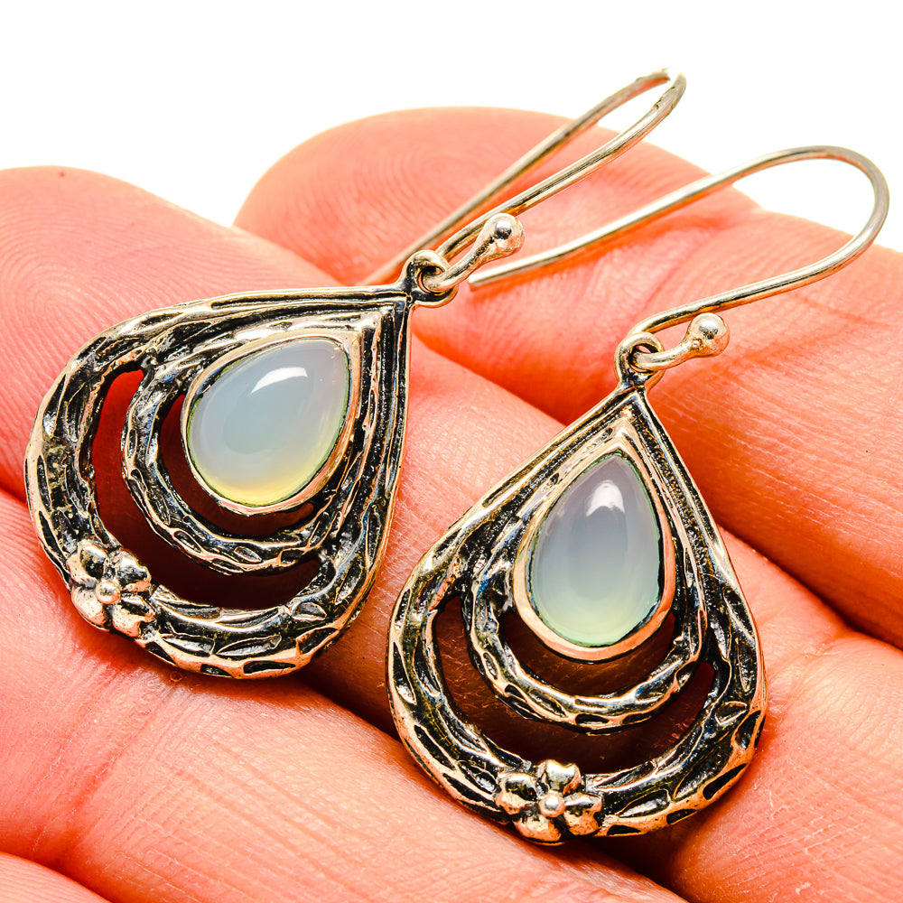 Aqua Chalcedony Earrings handcrafted by Ana Silver Co - EARR413467