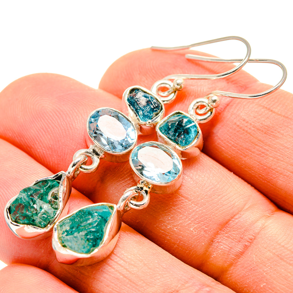Blue Fluorite Earrings handcrafted by Ana Silver Co - EARR413470
